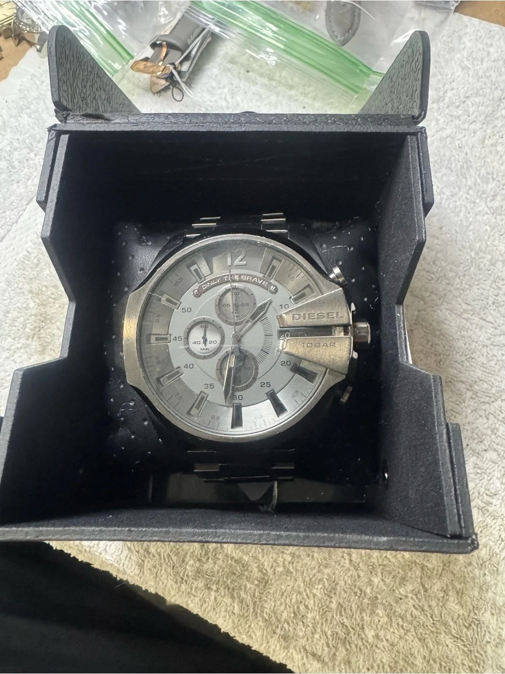 #140 Diesel Silver Gray Multi-Dial Chronograph Watch